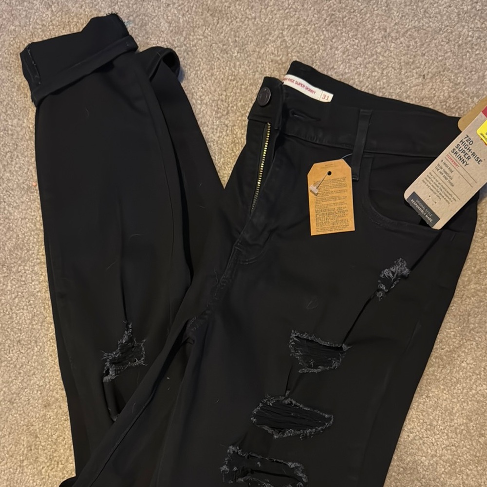 Levi's Black Jeans Very Distressed Skinny